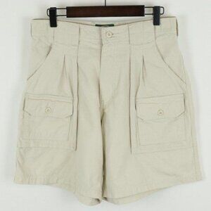 Cabela's Women's Size 8 Cream Cotton 8-Pocket Pleated High Waist Cargo Shorts